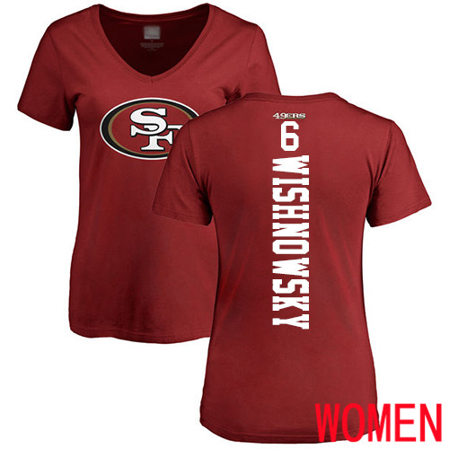 San Francisco 49ers Red Women Mitch Wishnowsky Backer #6 NFL T Shirt
